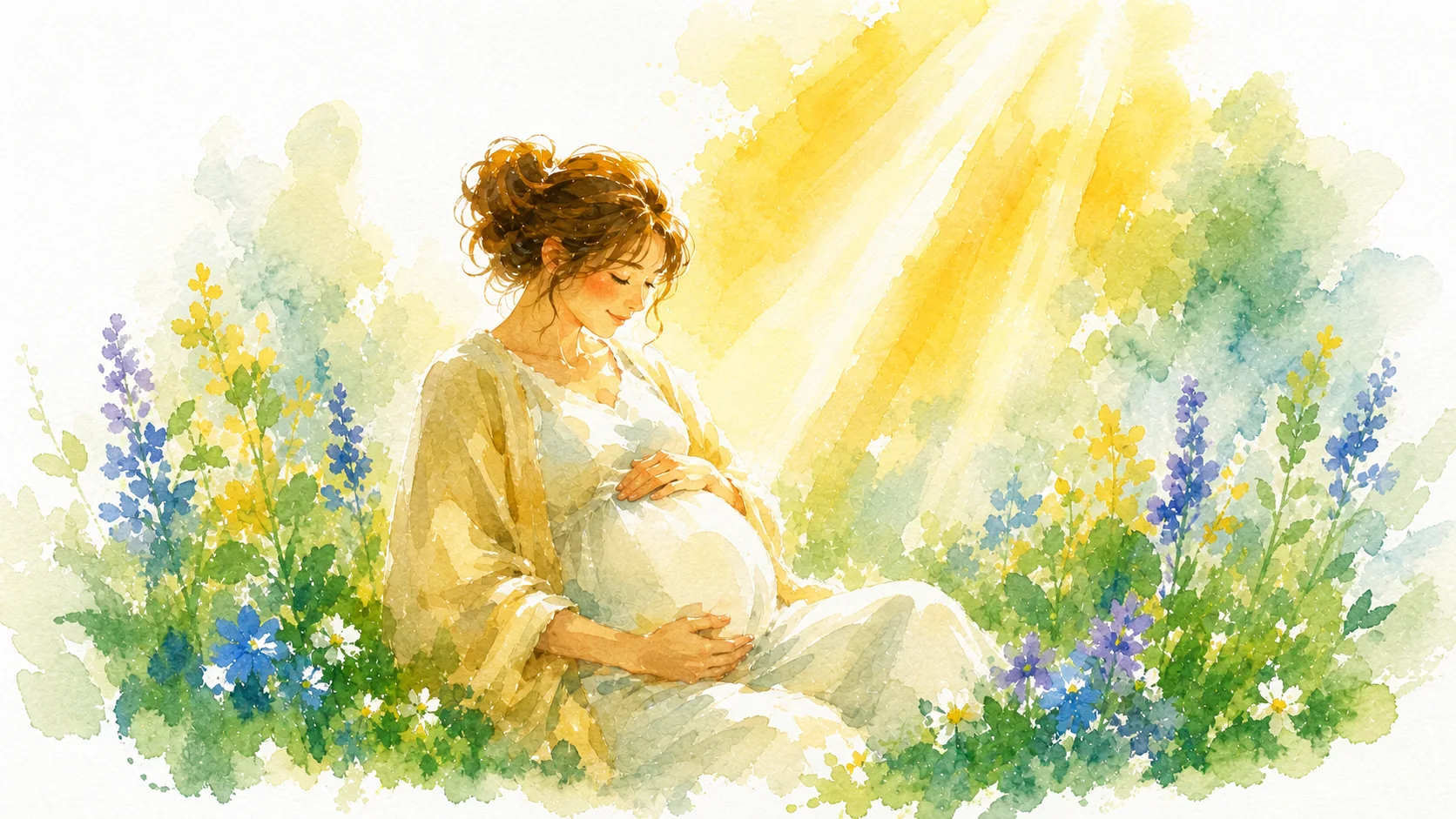 マタニティ氣功講座の水彩画