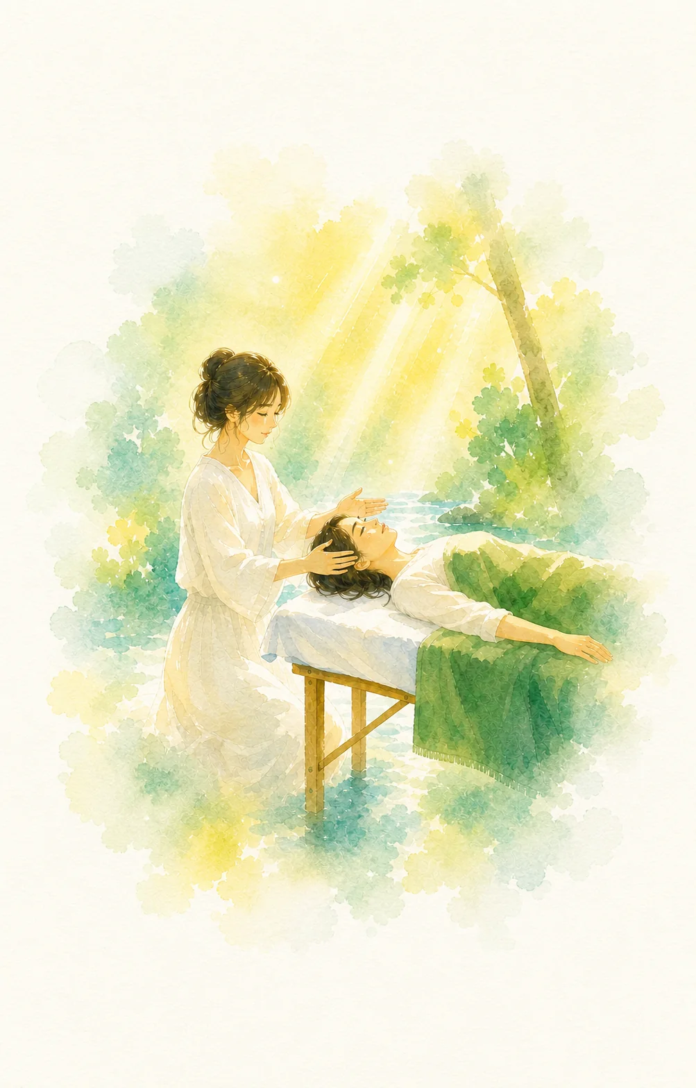 ヒーリング施術の水彩画
